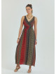 P V Neck Double Breasted Long Tile Dress 4559